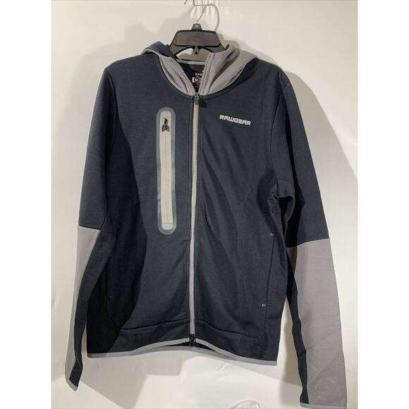 Rawgear Raw Gear Black Gray Jacket Mens Size M Zip Hoodie - Picture 1 of 7